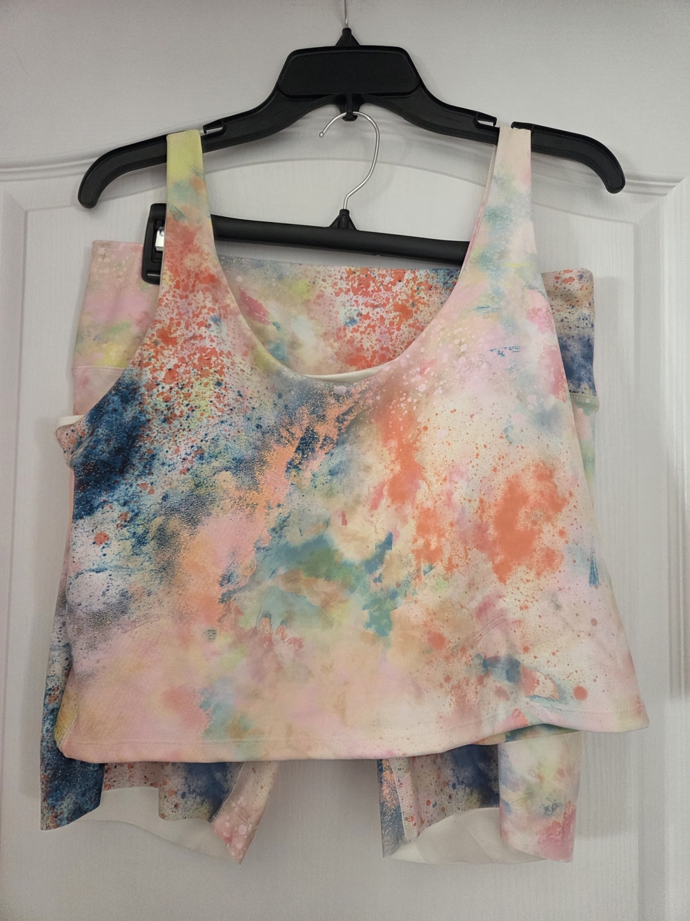 Tie-Dye Pastel Crop Tank  And Shorts Multicolor Activewear